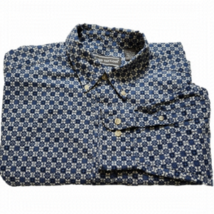 Men's Casual button-down shirt Collared Long sleeves Blue Tan Size L